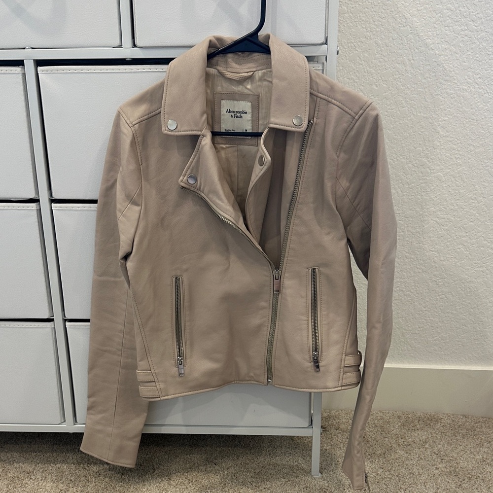 Abercrombie & Fitch Women's Beige Leather Jacket